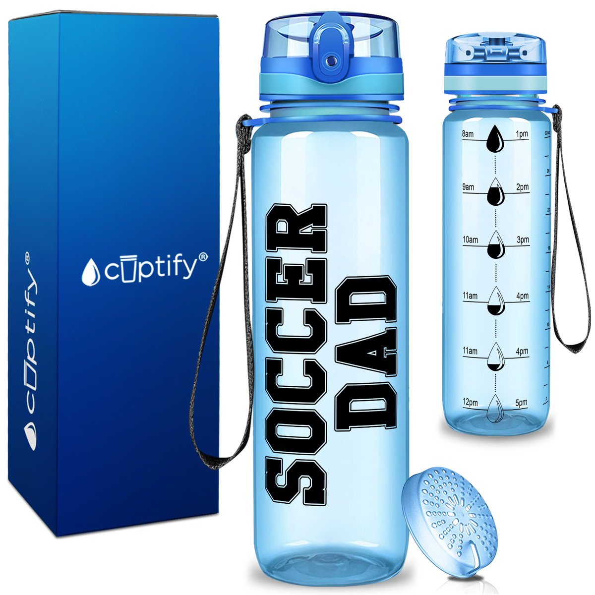 Soccer Dad on 32 oz Motivational Tracking Water Bottle