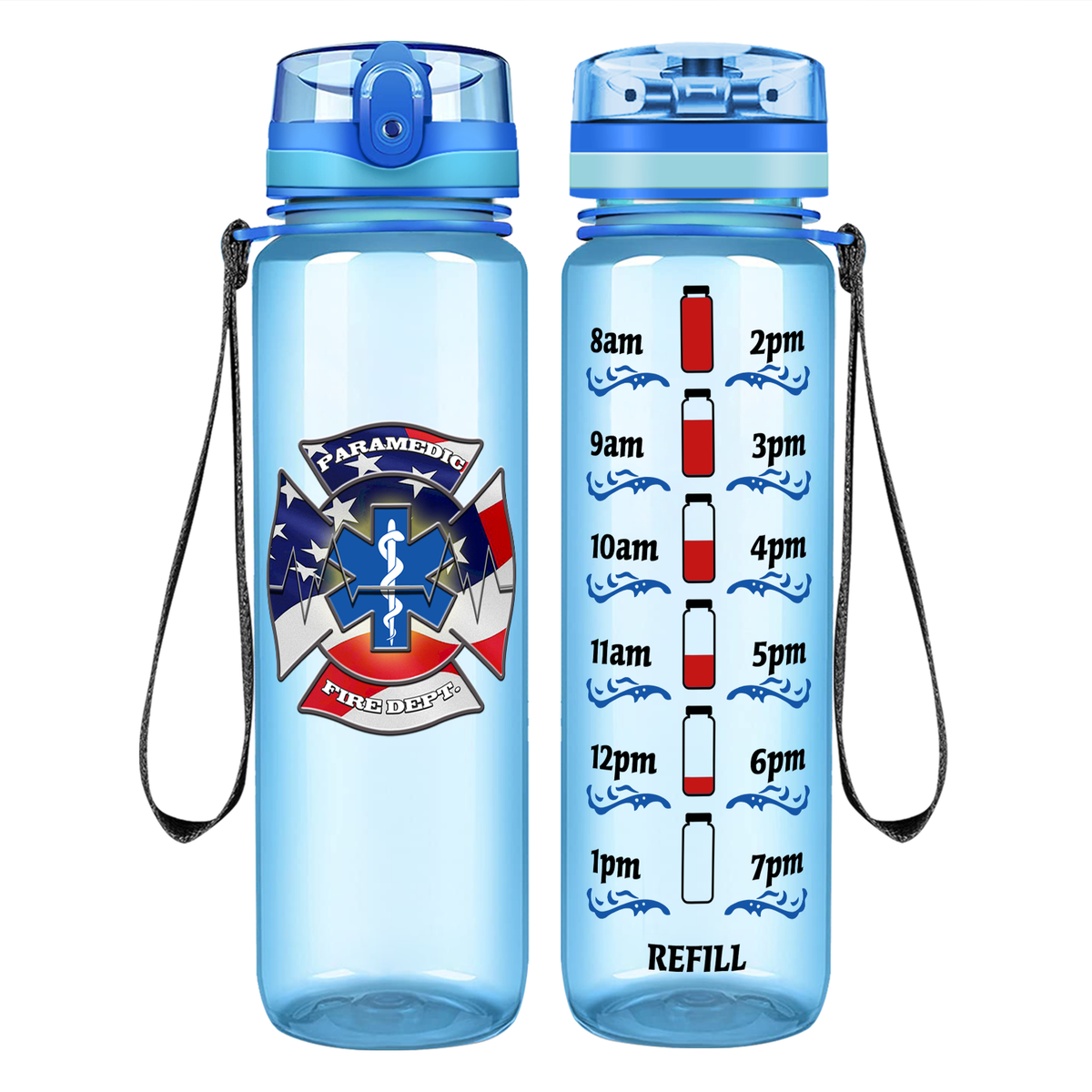 American Paramedic on 32 oz Motivational Tracking Water Bottle