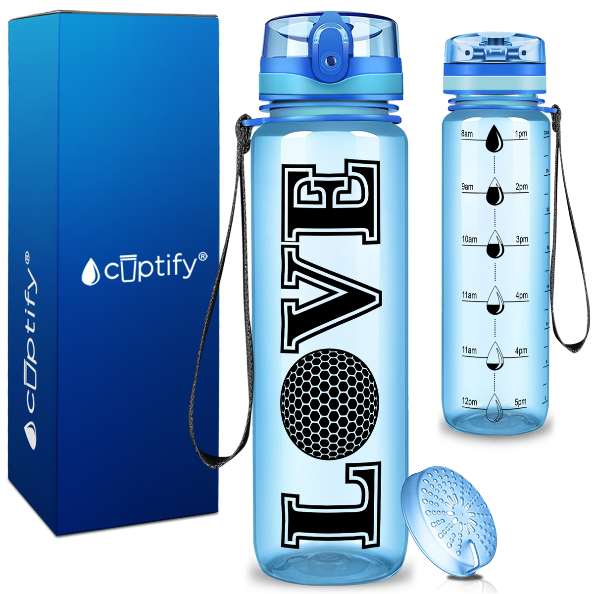 Golf Love on 32 oz Motivational Tracking Water Bottle