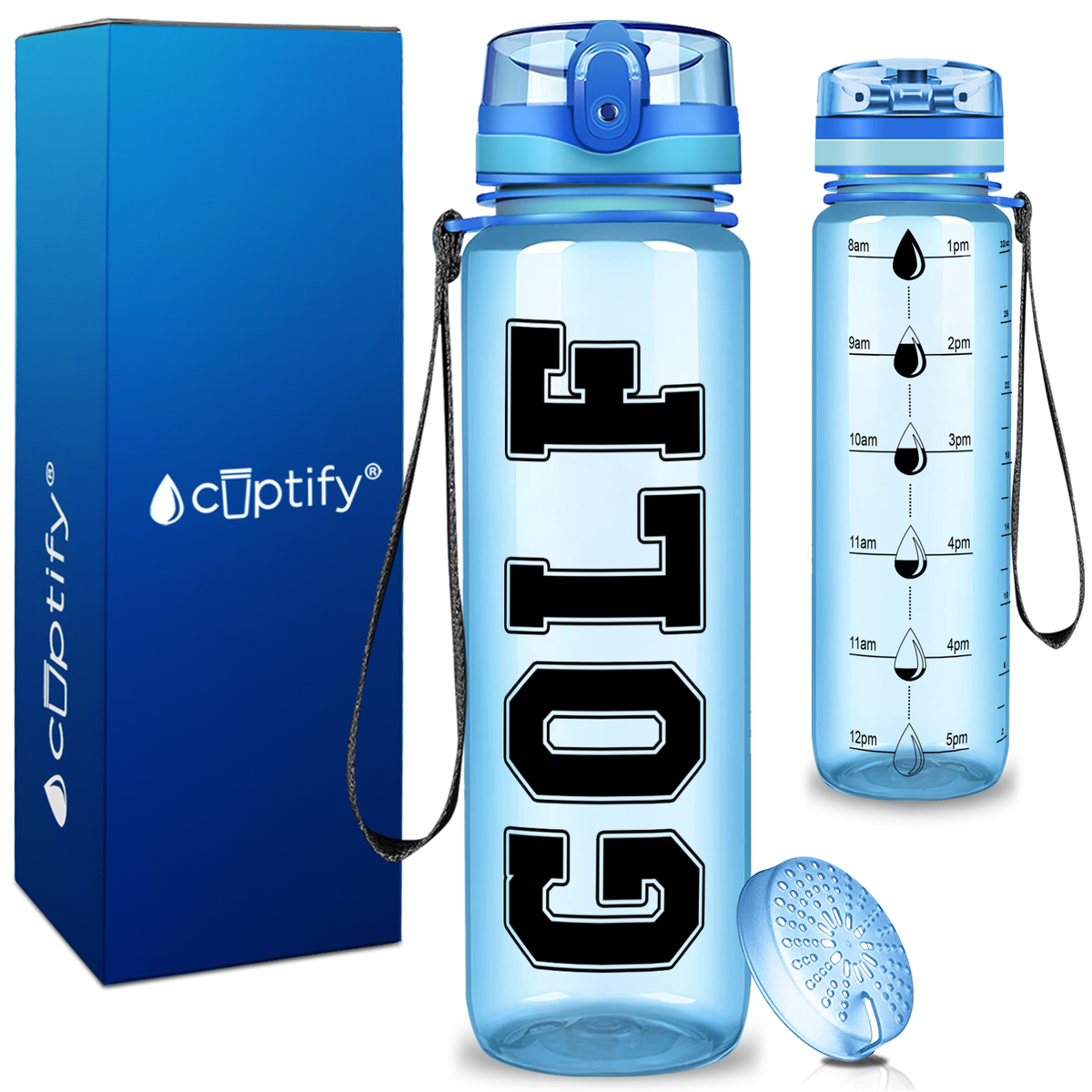 Golf on 32 oz Motivational Tracking Water Bottle