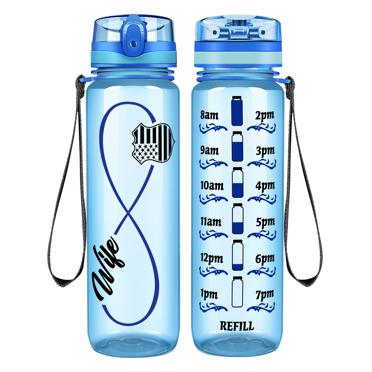 Police Wife Infinity on 32 oz Motivational Tracking Water Bottle