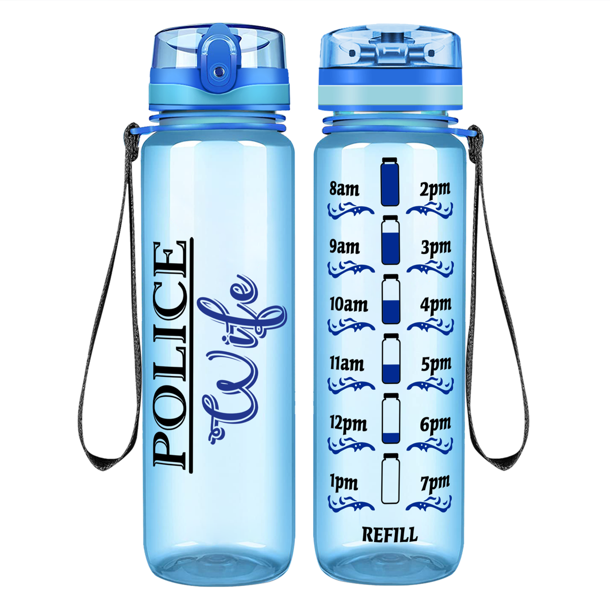 Police Wife on 32 oz Motivational Tracking Water Bottle