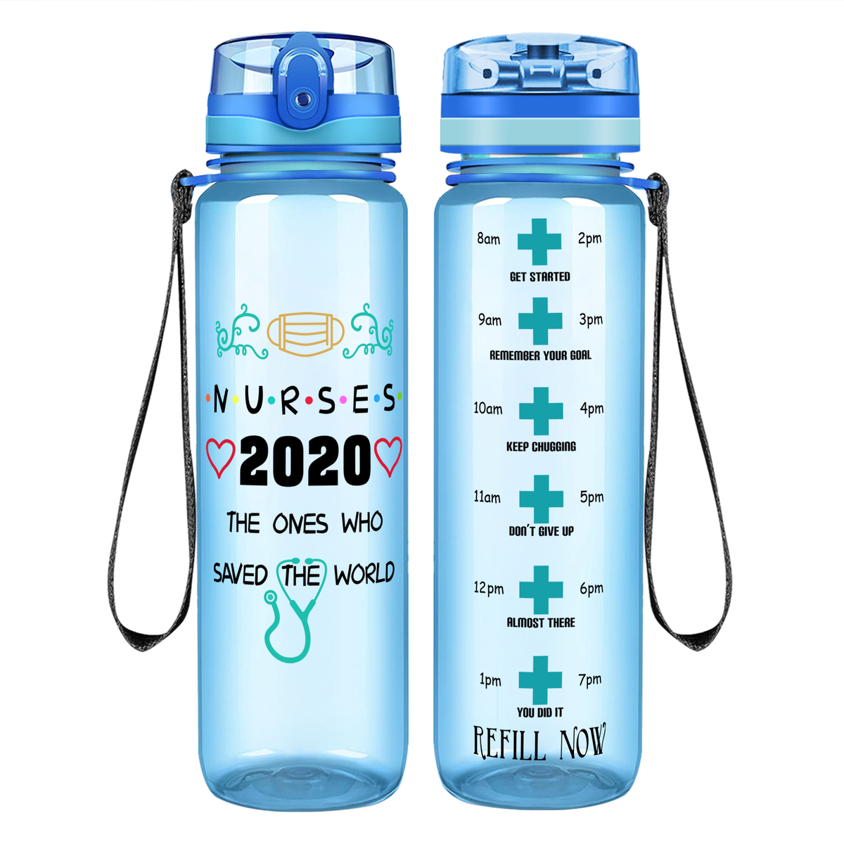 Nurses 2020 The Ones Who Saved The World on 32oz Motivational Tracking Water Bottle