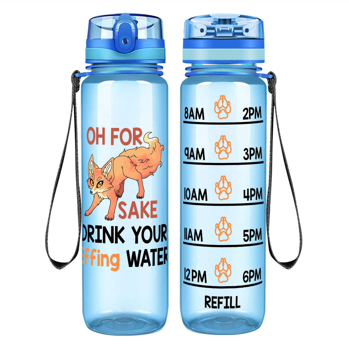 Fox Sake on 32 oz Motivational Tracking Water Bottle