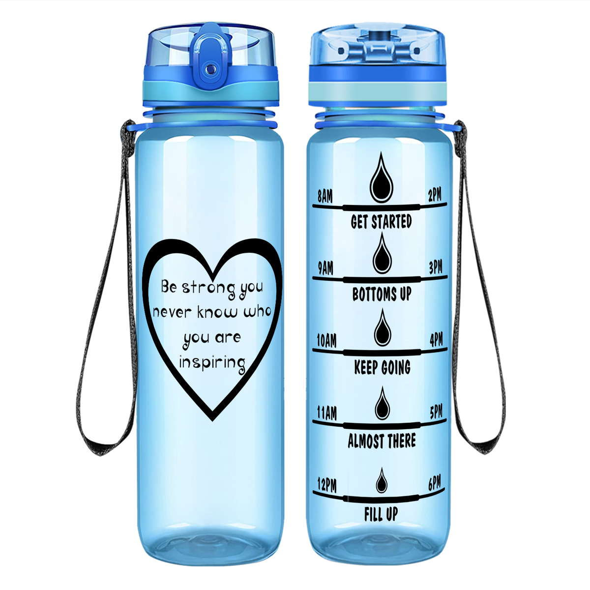 Heart You Are Inspiring on 32 oz Motivational Tracking Water Bottle