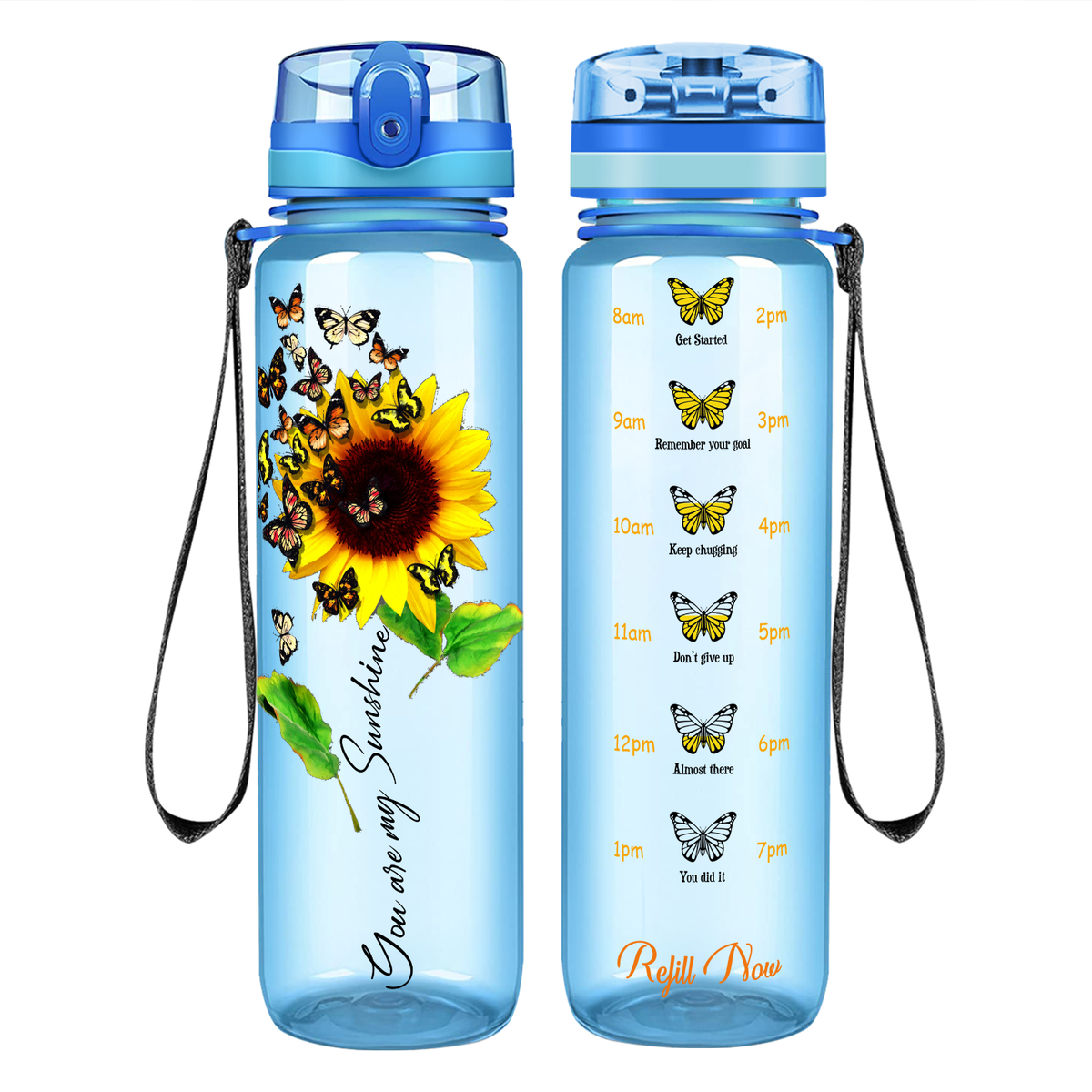 My Butterfly Sunshine Sunflower on 32 oz Motivational Tracking Water Bottle