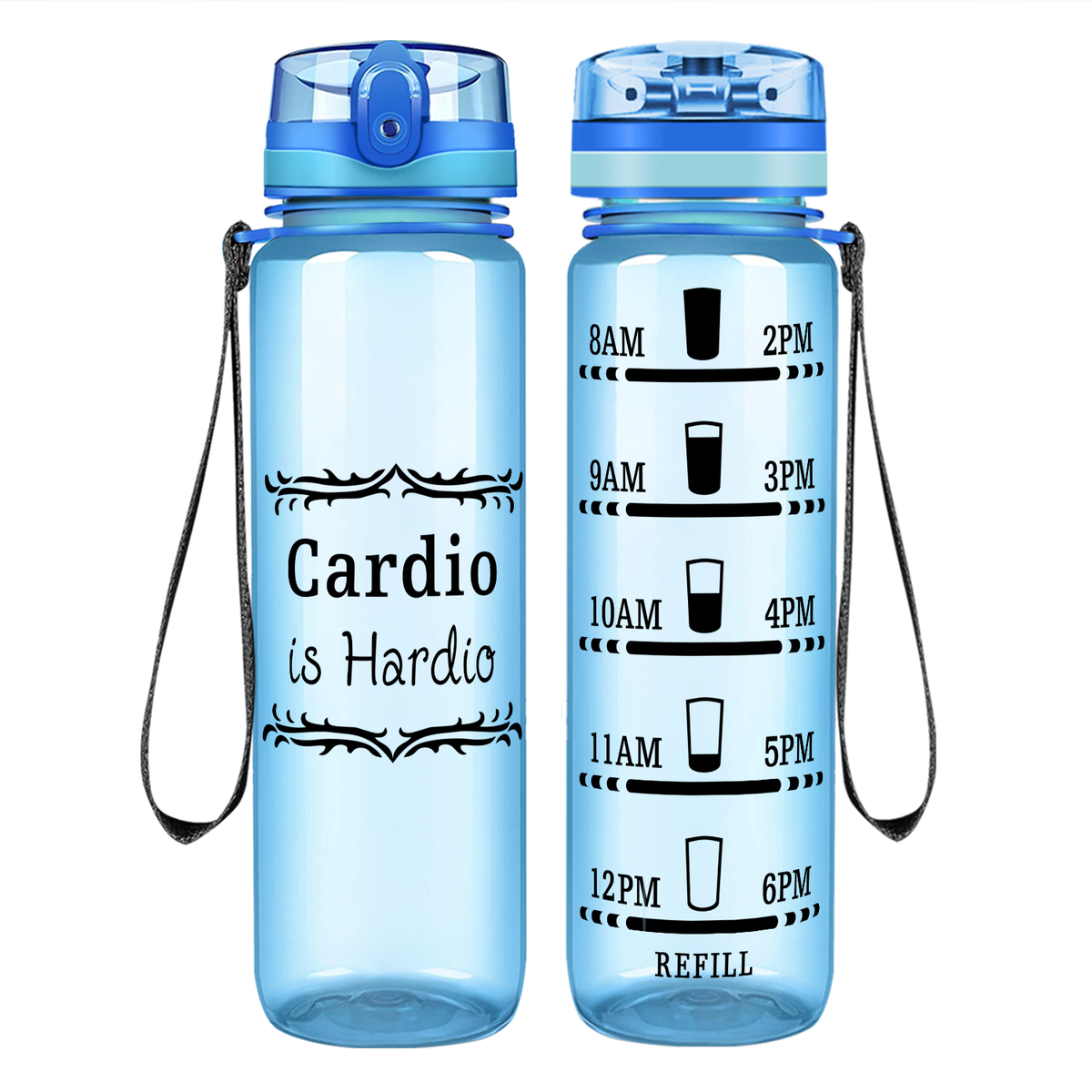 Cardio is Hardio on 32 oz Motivational Tracking Water Bottle