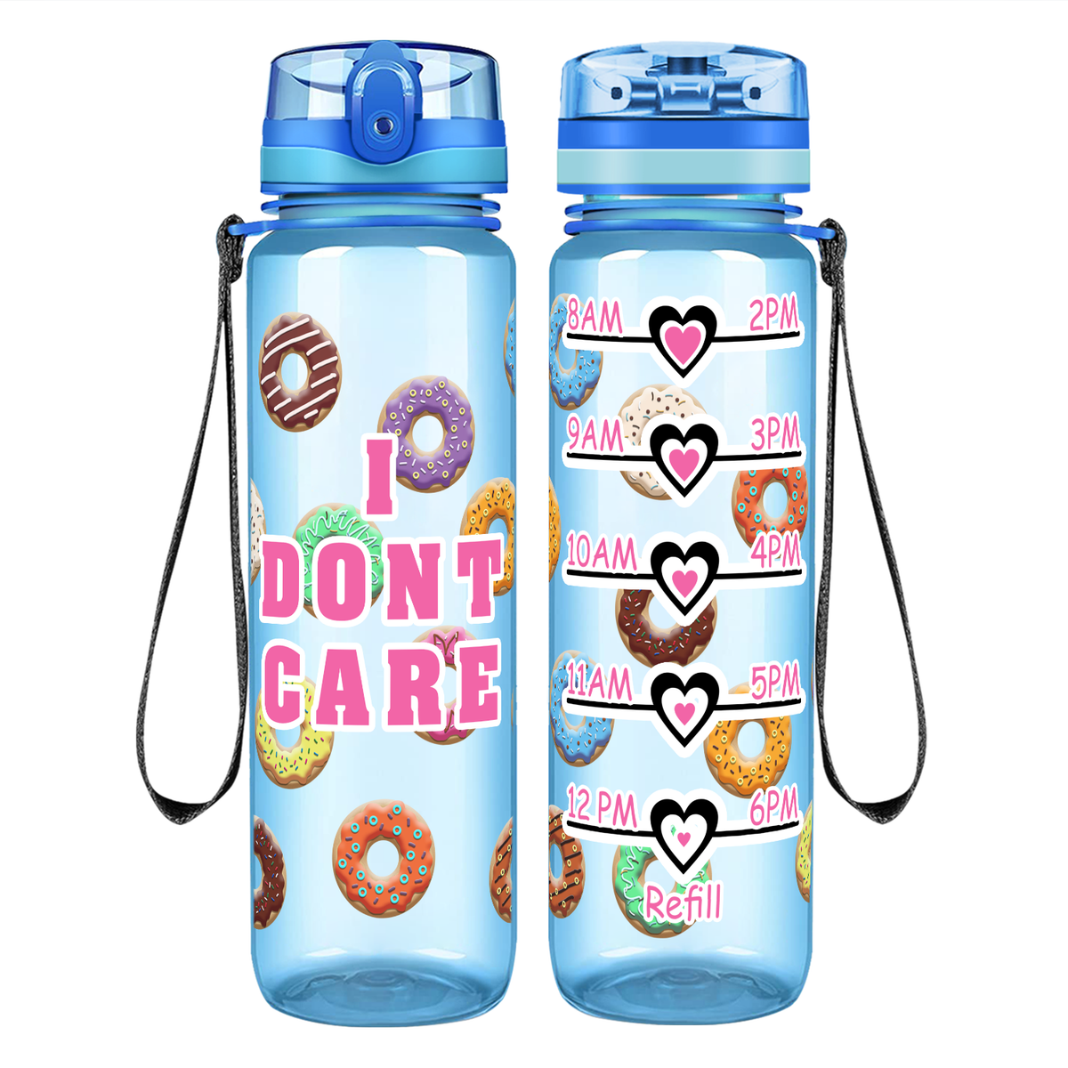 I Donut Care on 32 oz Motivational Tracking Water Bottle