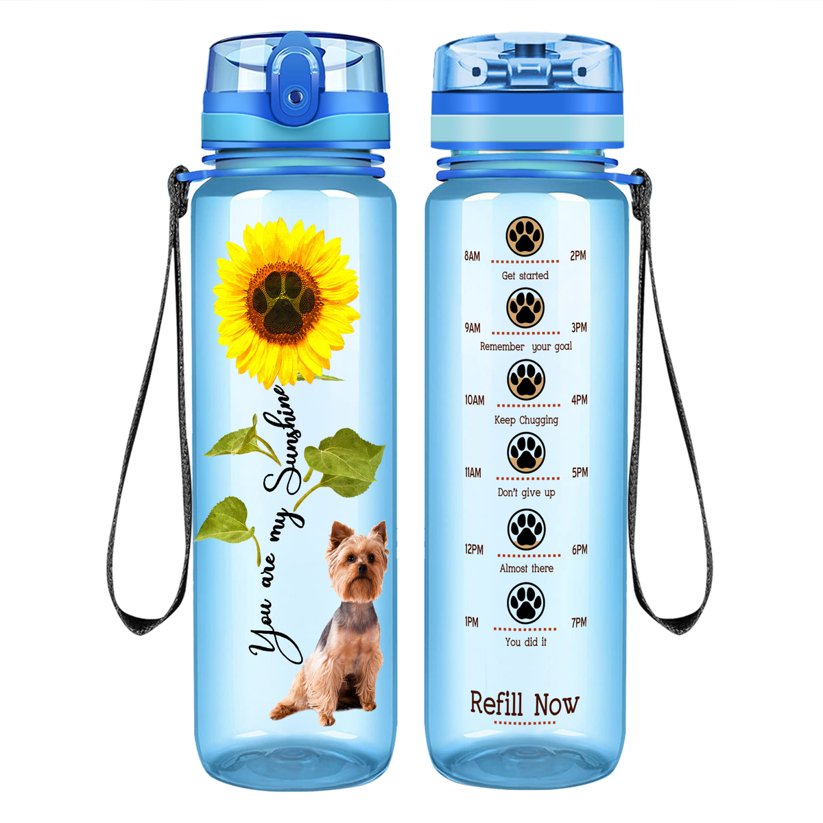 You are my Sunshine Yorkshire Terrier on 32 oz Motivational Tracking Water Bottle