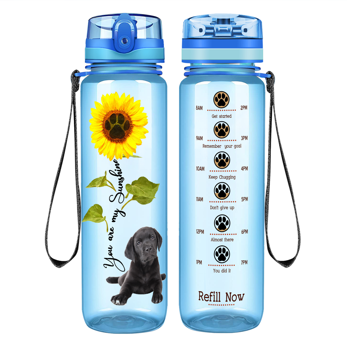 Labrador Puppy You are my SunShine on 32 oz Motivational Tracking Water Bottle