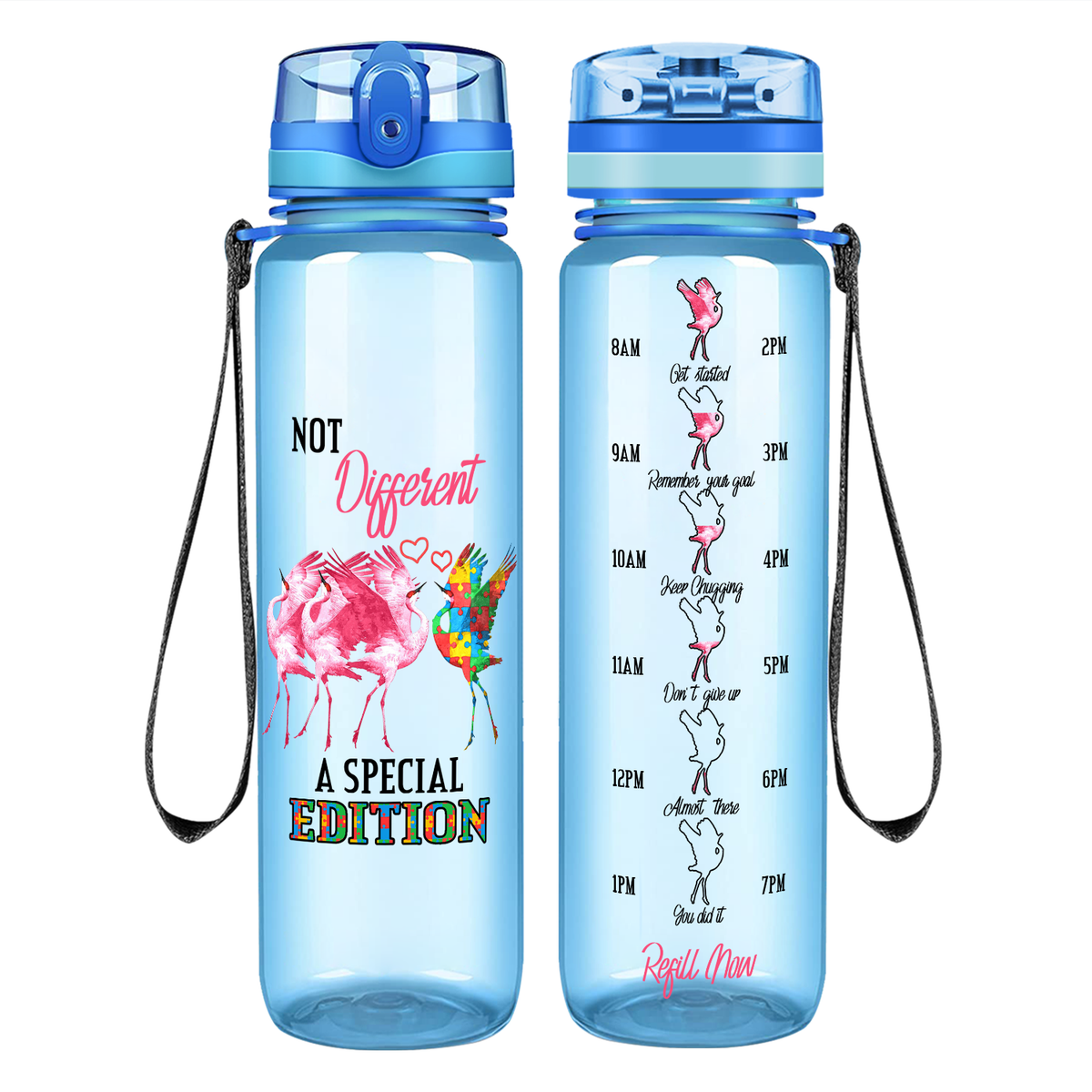 Not Different A Special Edition Autism on 32 oz Motivational Tracking Water Bottle