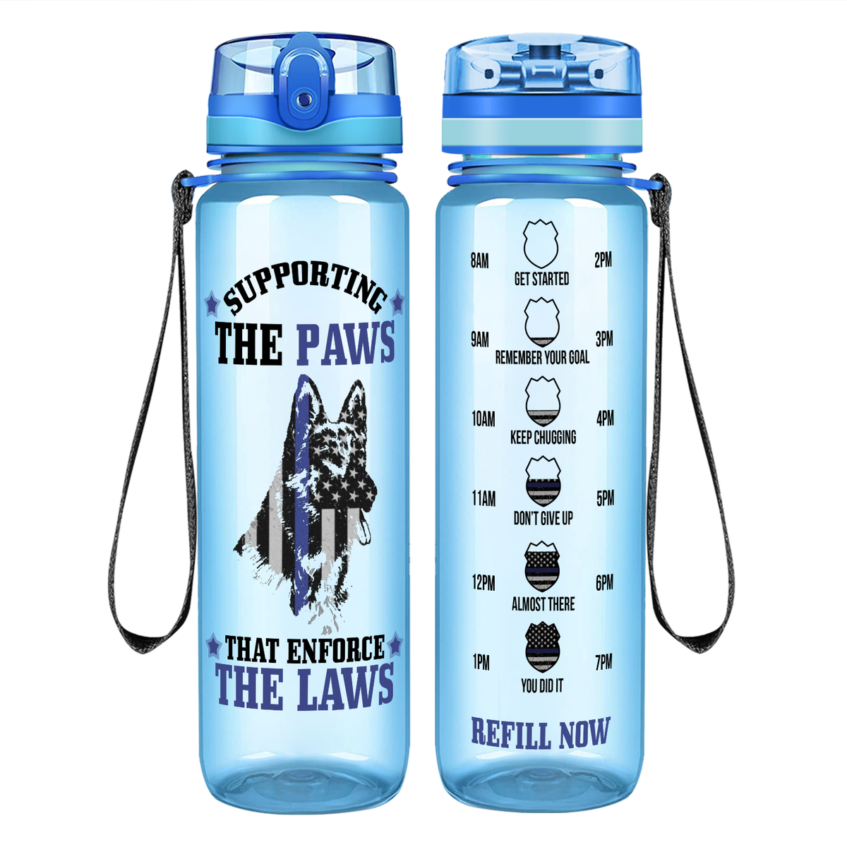 Supporting the Paws on 32 oz Motivational Tracking Water Bottle