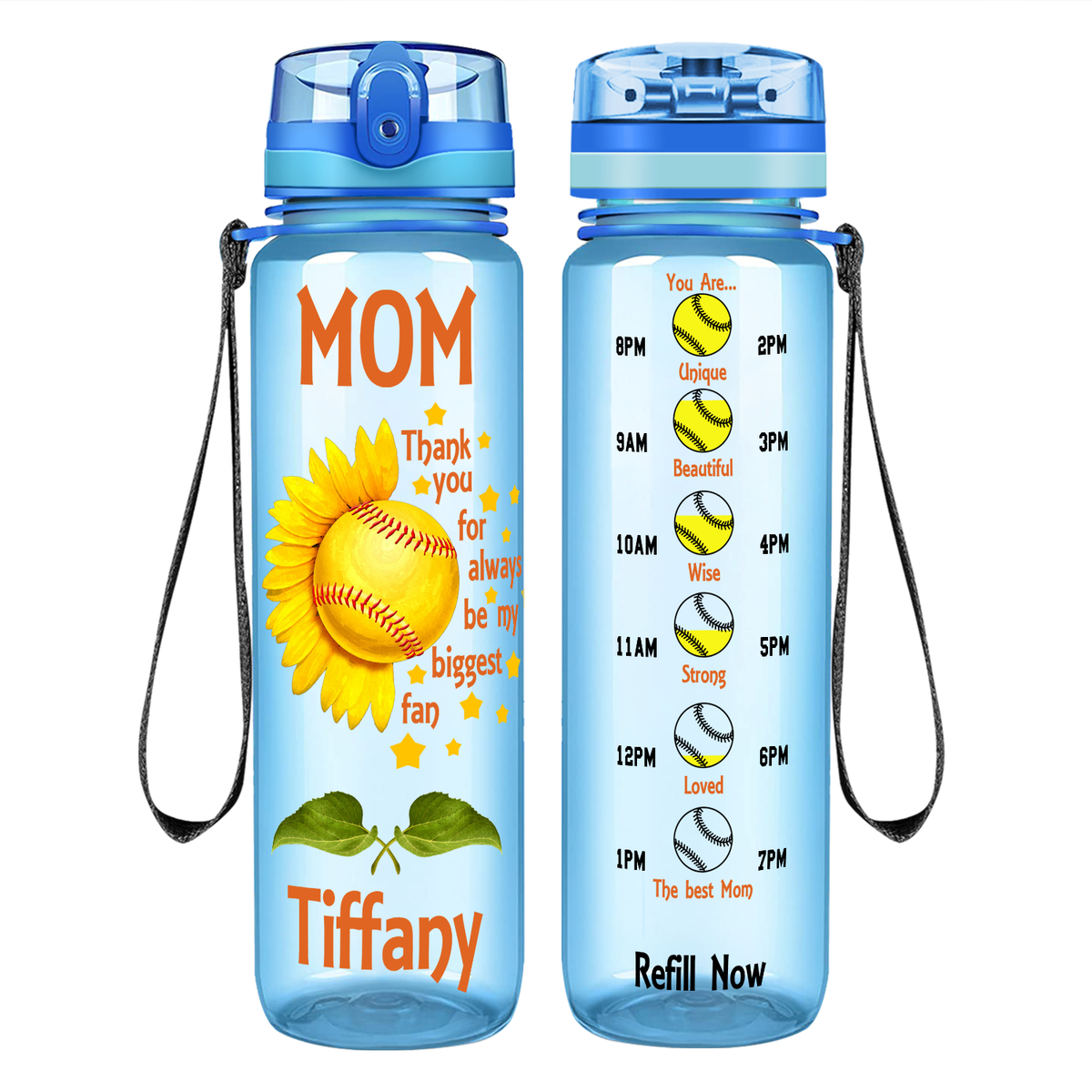 Thank you for Always be my Biggest Fan on 32 oz Motivational Tracking Water Bottle