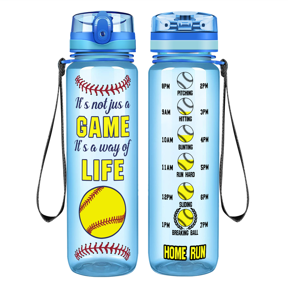 It's Not Just a Game It's a Way of Life on 32 oz Motivational Tracking Water Bottle