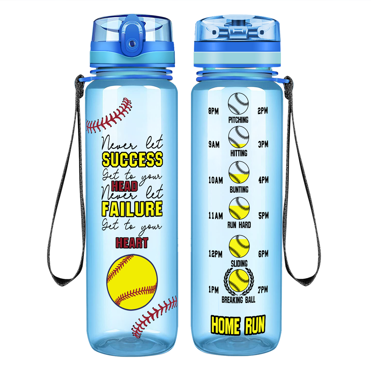 Never Let Success Get to Your Head on 32 oz Motivational Tracking Water Bottle