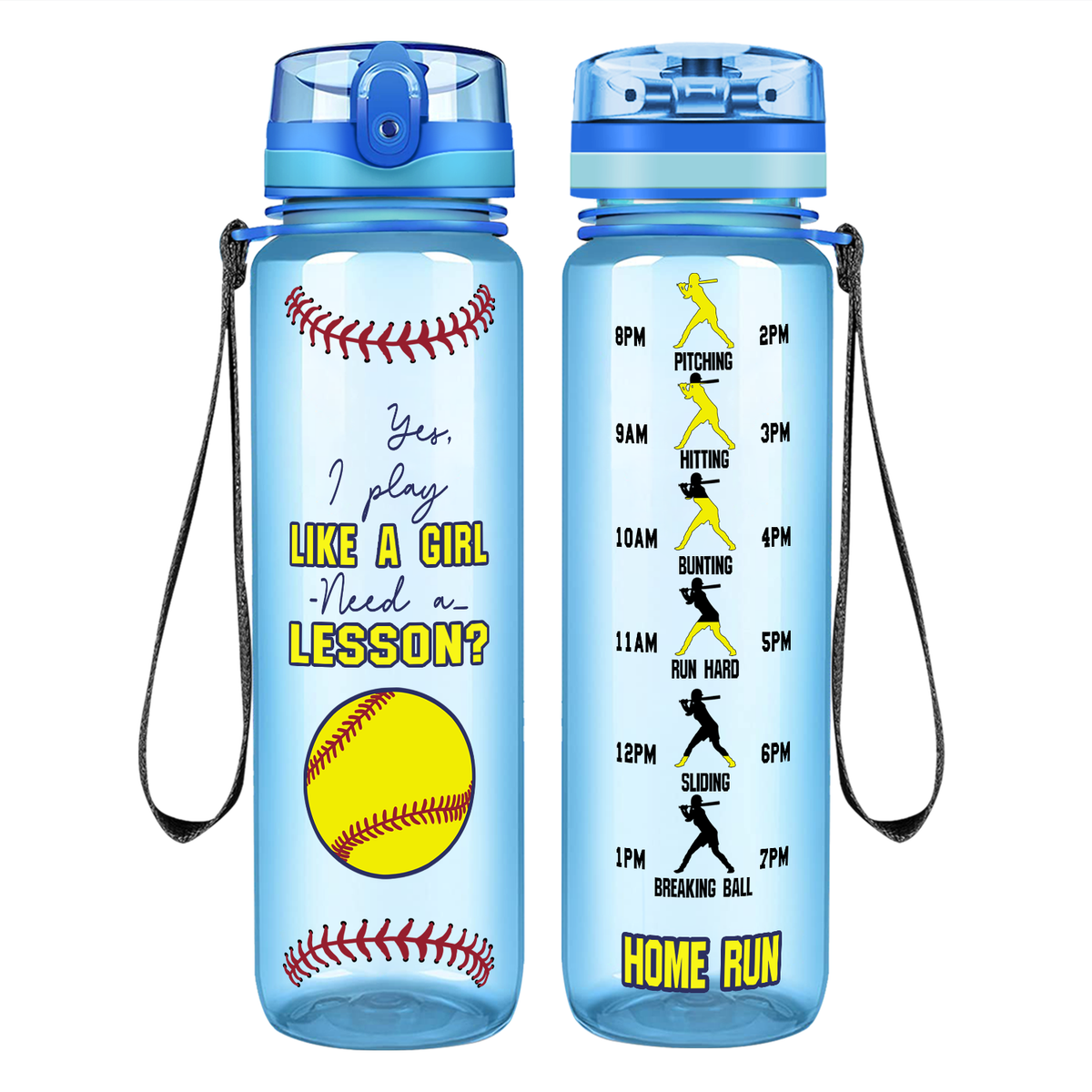 Yes, I Play Like a Girl on 32 oz Motivational Tracking Water Bottle