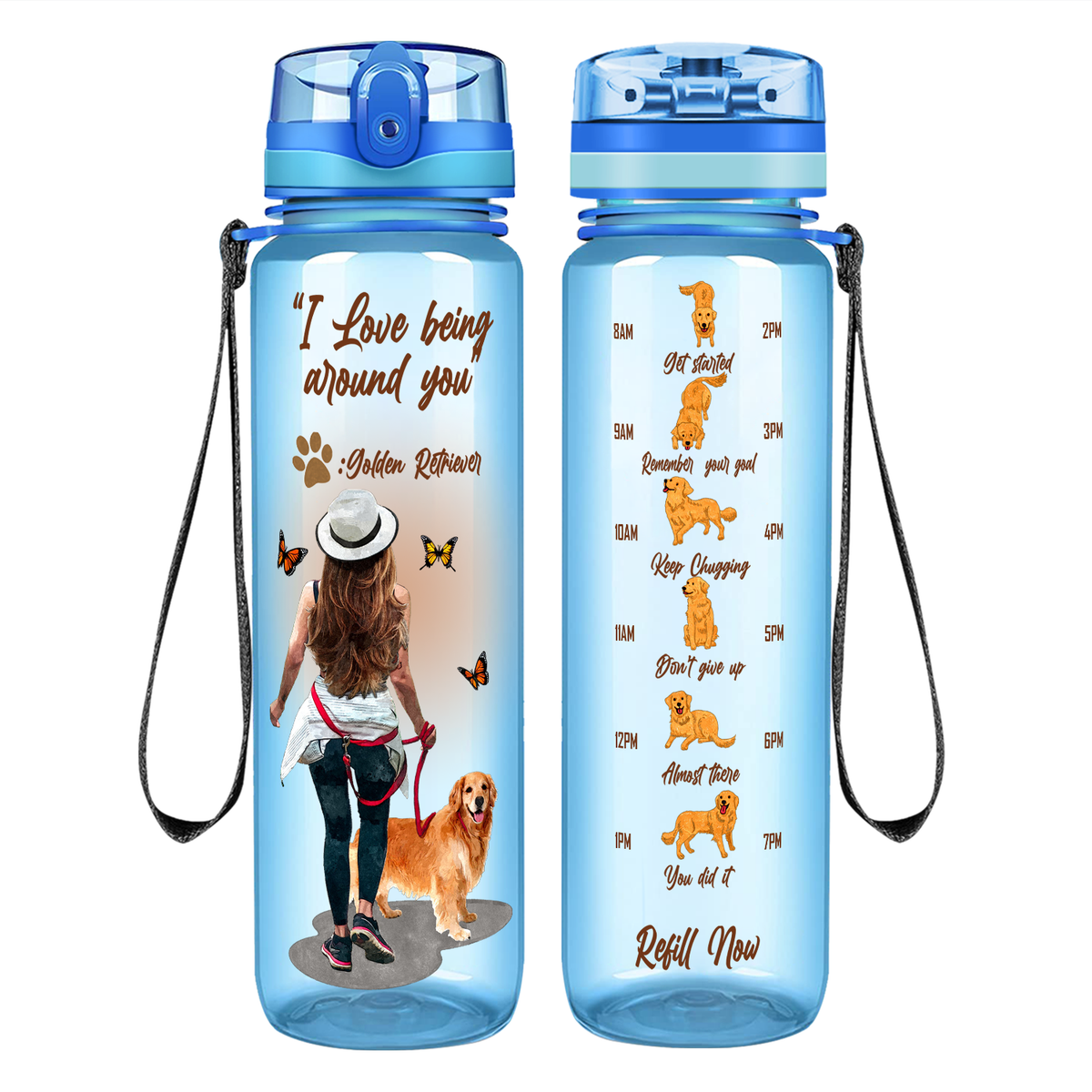 I love Being Around You Golden Retriever on 32 oz Motivational Tracking Water Bottle