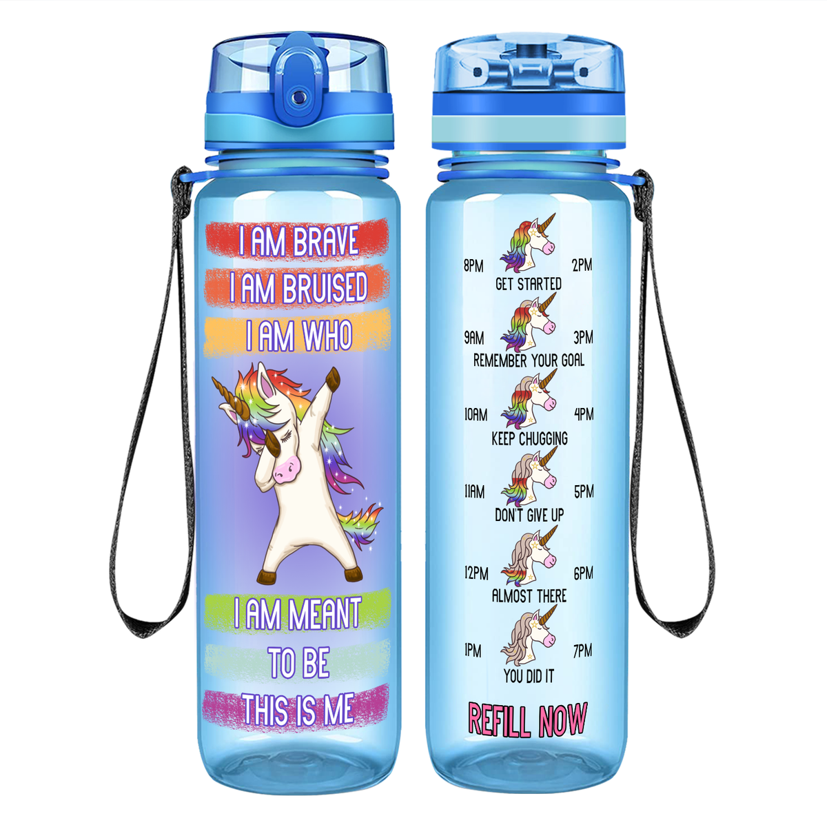 I Am Brave I Am Bruised I Am Who on 32 oz Motivational Tracking Water Bottle