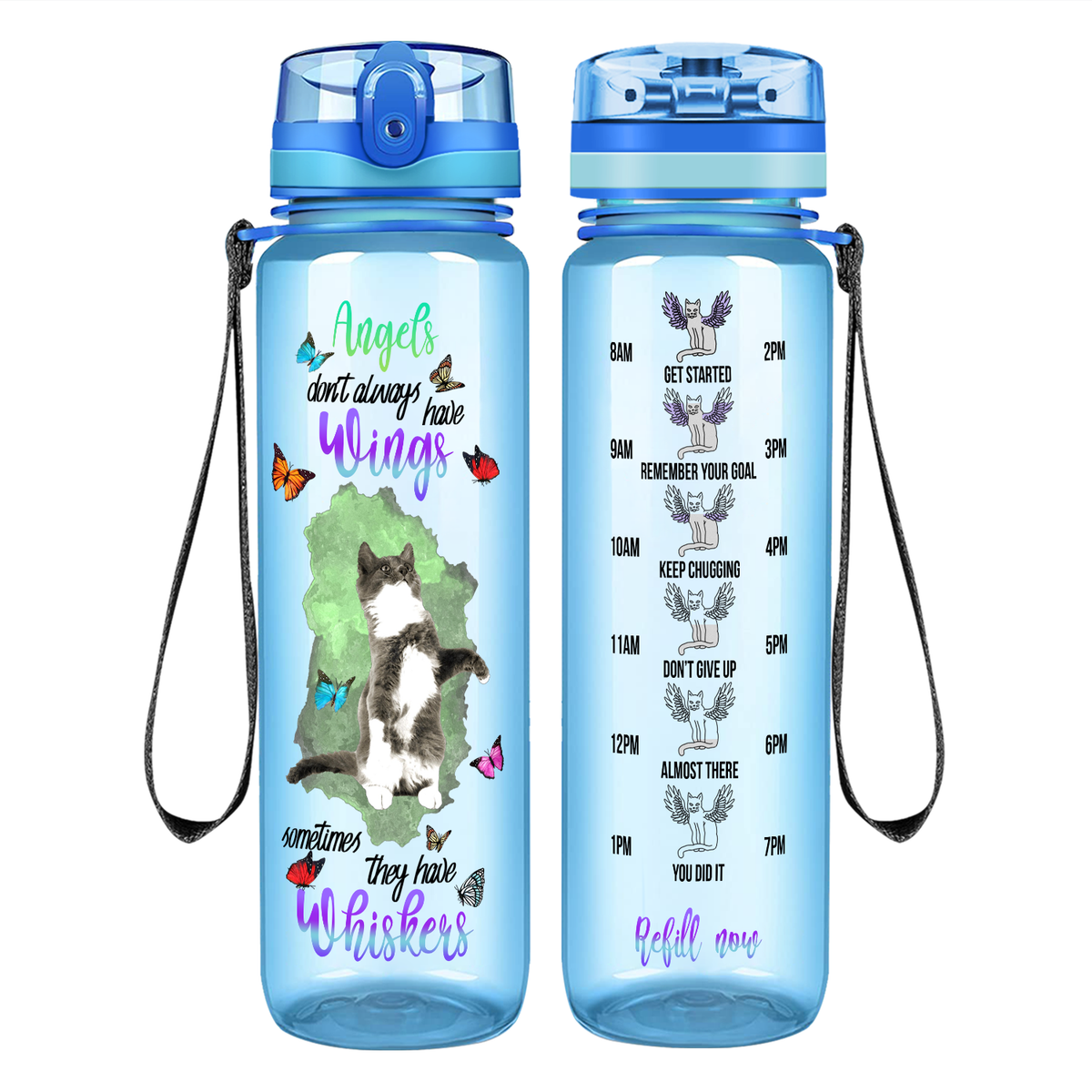 Angels Don't Always Have Wings on 32 oz Motivational Tracking Water Bottle