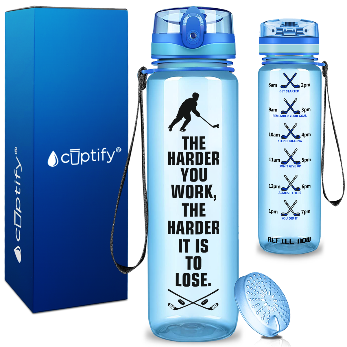 Personalized The Harder You Work on 32 oz Motivational Tracking Water Bottle