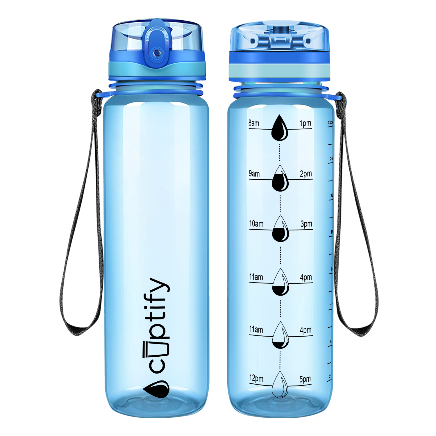 Cuptify Baby Blue Gloss Hydration Tracker Water Bottle