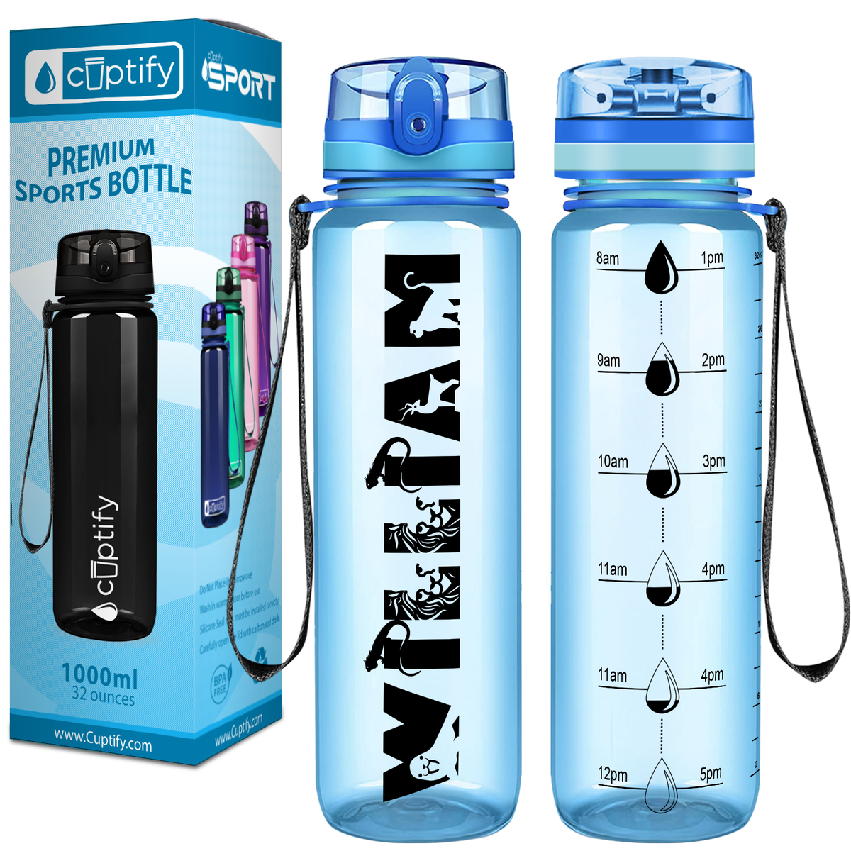 Kids Personalized on Baby Blue 32 oz Motivational Tracking Water Bottle