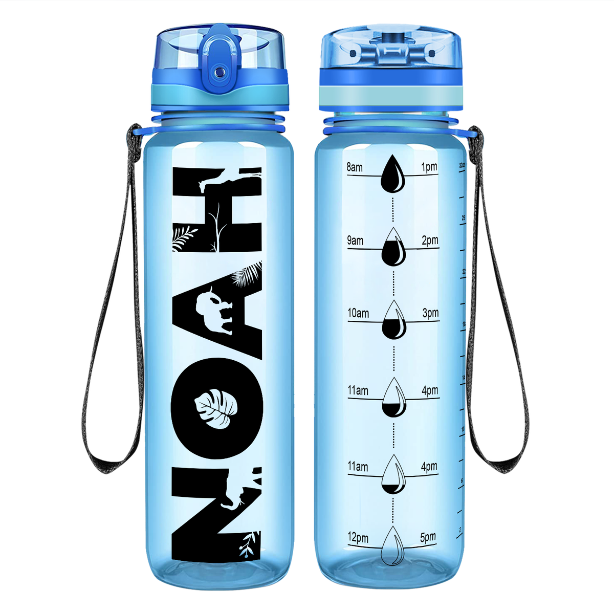 Cuptify Kids Personalized on Baby Blue Motivational Tracking Water Bottle