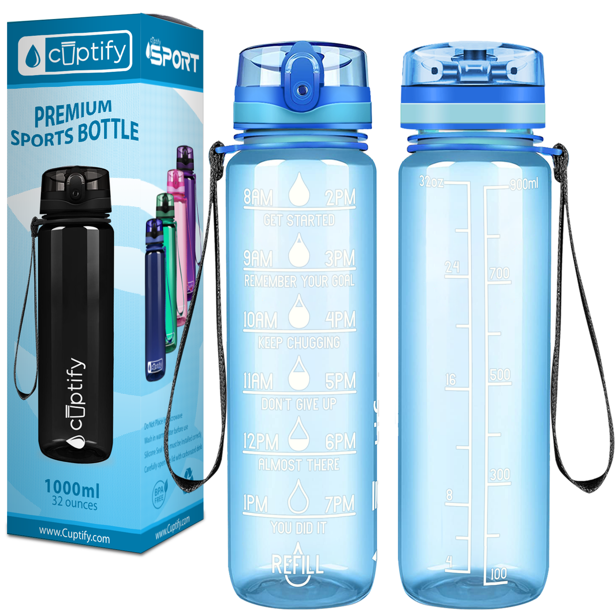 Cuptify Baby Blue Gloss 32 oz Motivational Water Bottle
