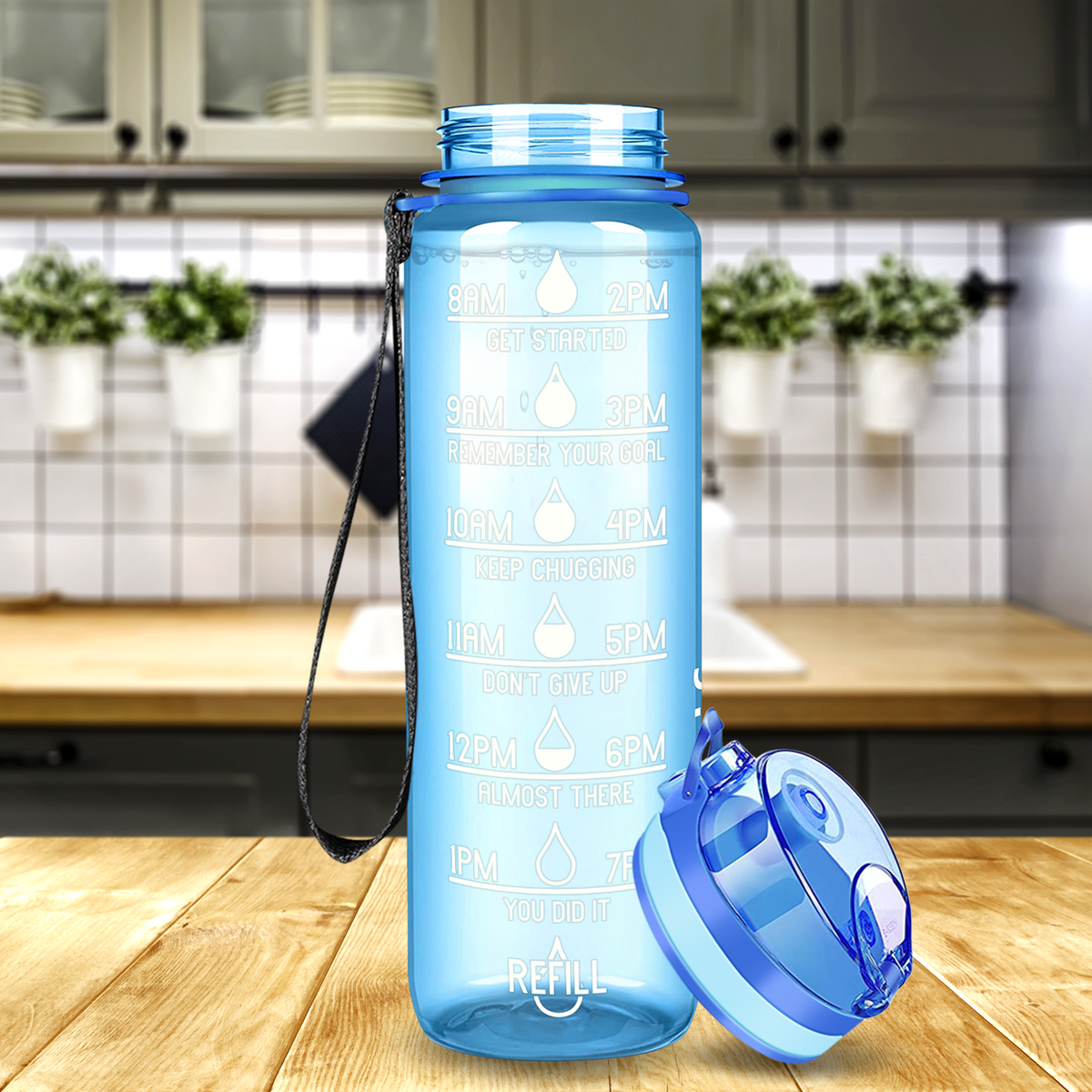 Cuptify Baby Blue Gloss 32 oz Motivational Water Bottle