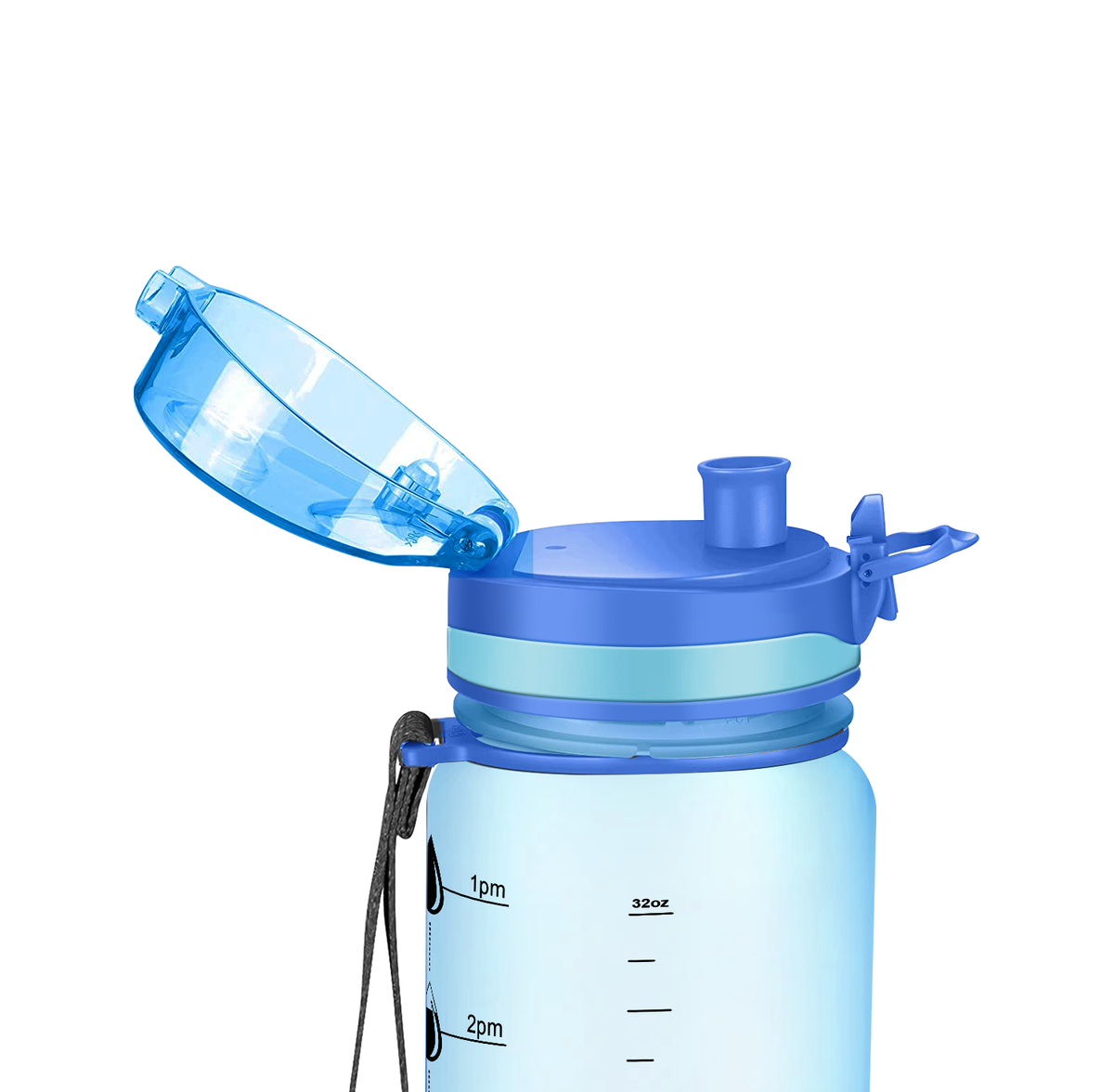 Kids Personalized on Baby Blue Frosted 32 oz Motivational Tracking Water Bottle