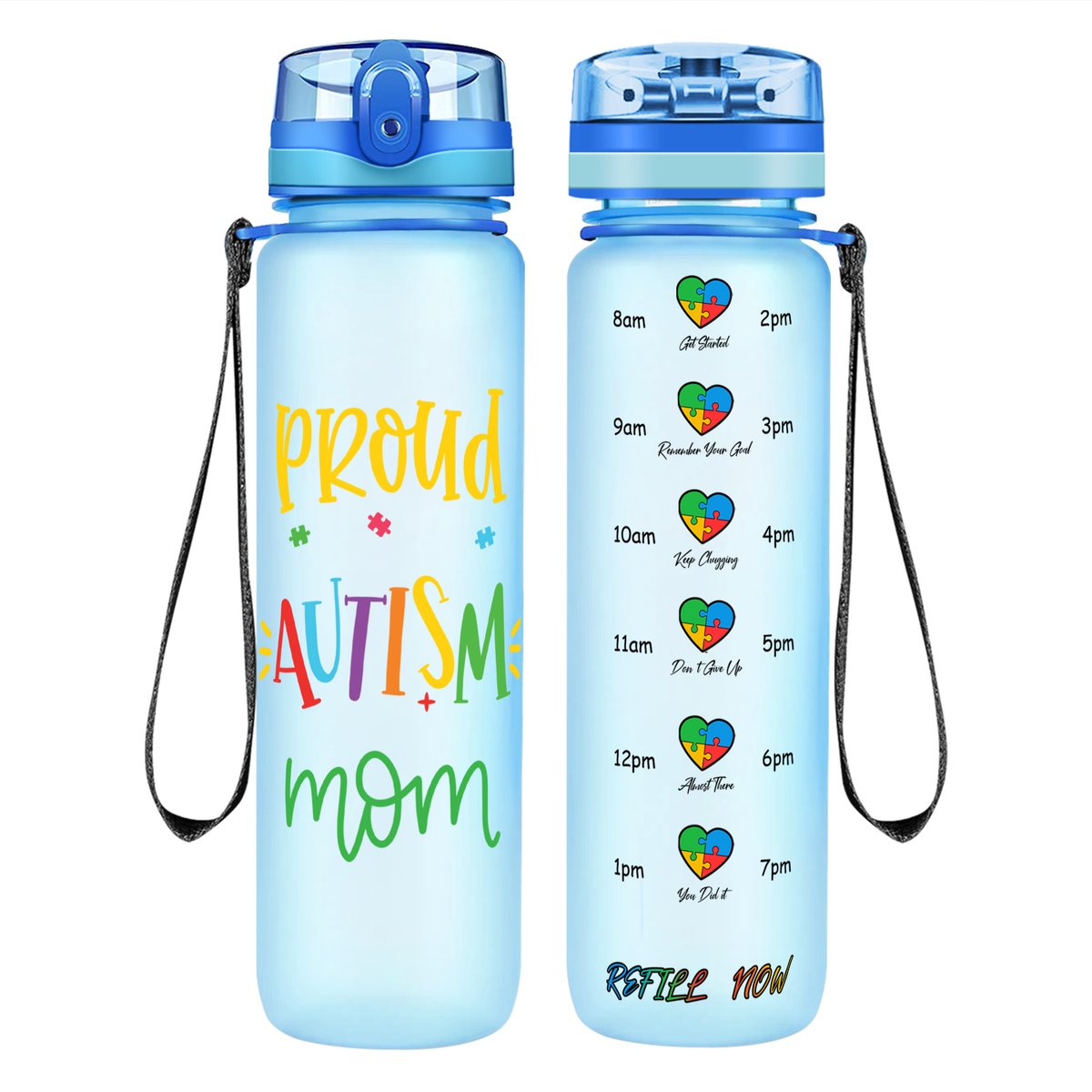 Proud Autism Mom on 32 oz Motivational Tracking Water Bottle