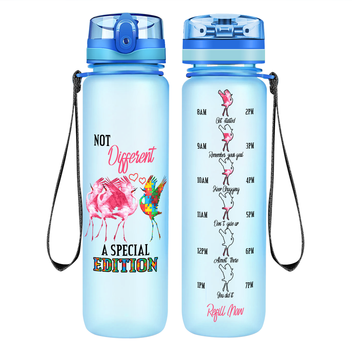 Not Different A Special Edition Autism on 32 oz Motivational Tracking Water Bottle