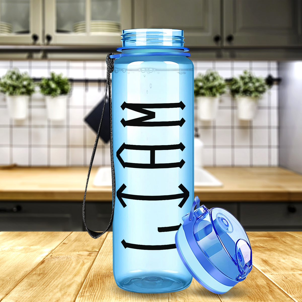 Kids Personalized on Baby Blue Frosted 32 oz Motivational Tracking Water Bottle