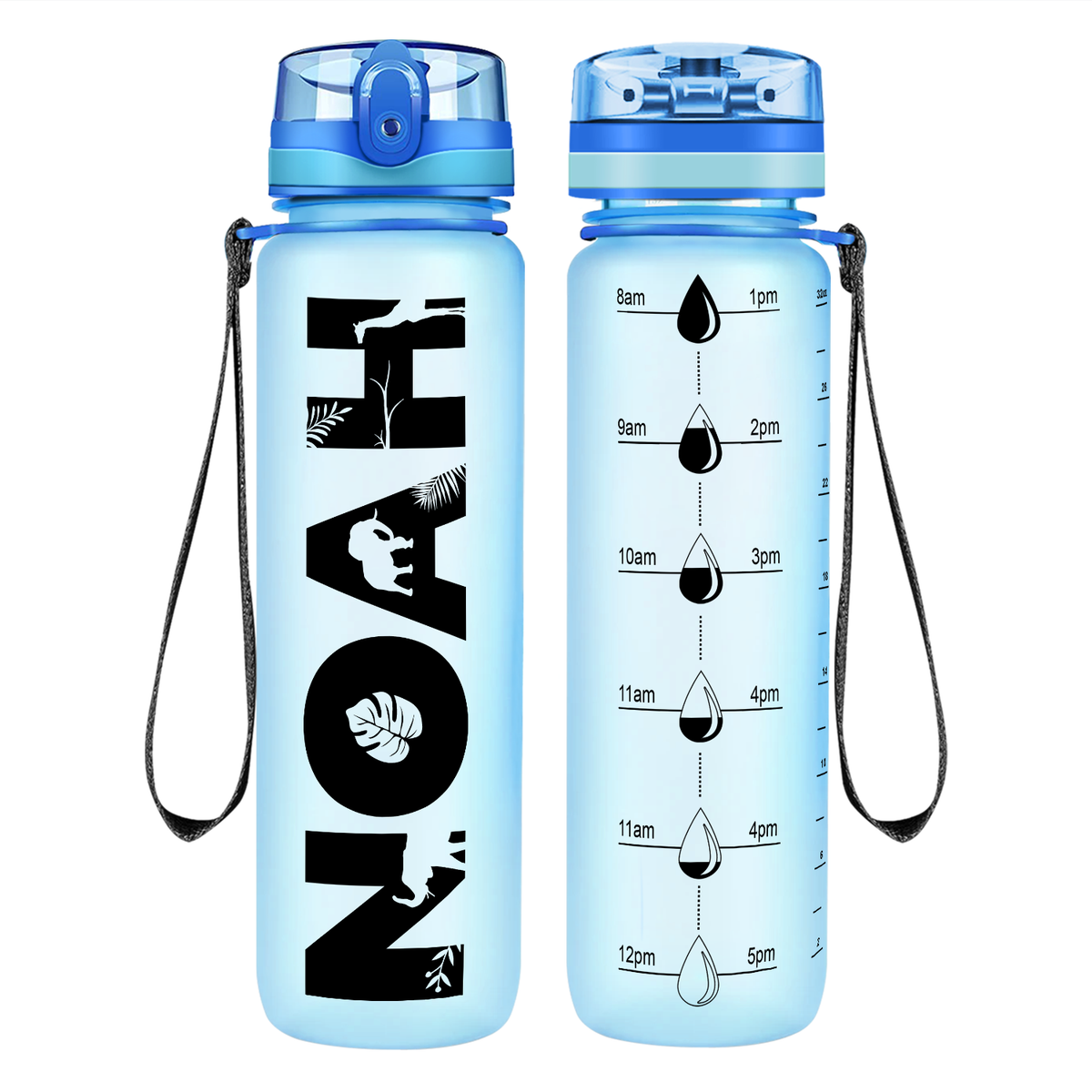 Cuptify Kids Personalized on Baby Blue Frosted Motivational Tracking Water Bottle