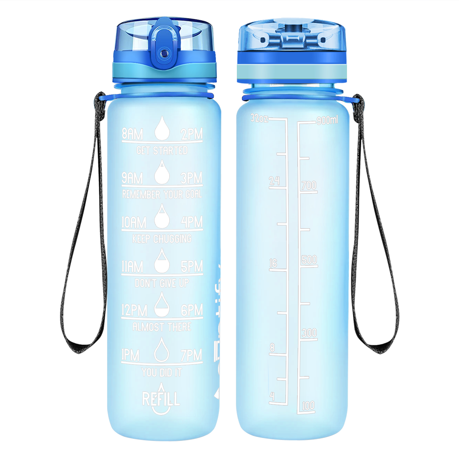 Cuptify Baby Blue Frosted Motivational Water Bottle
