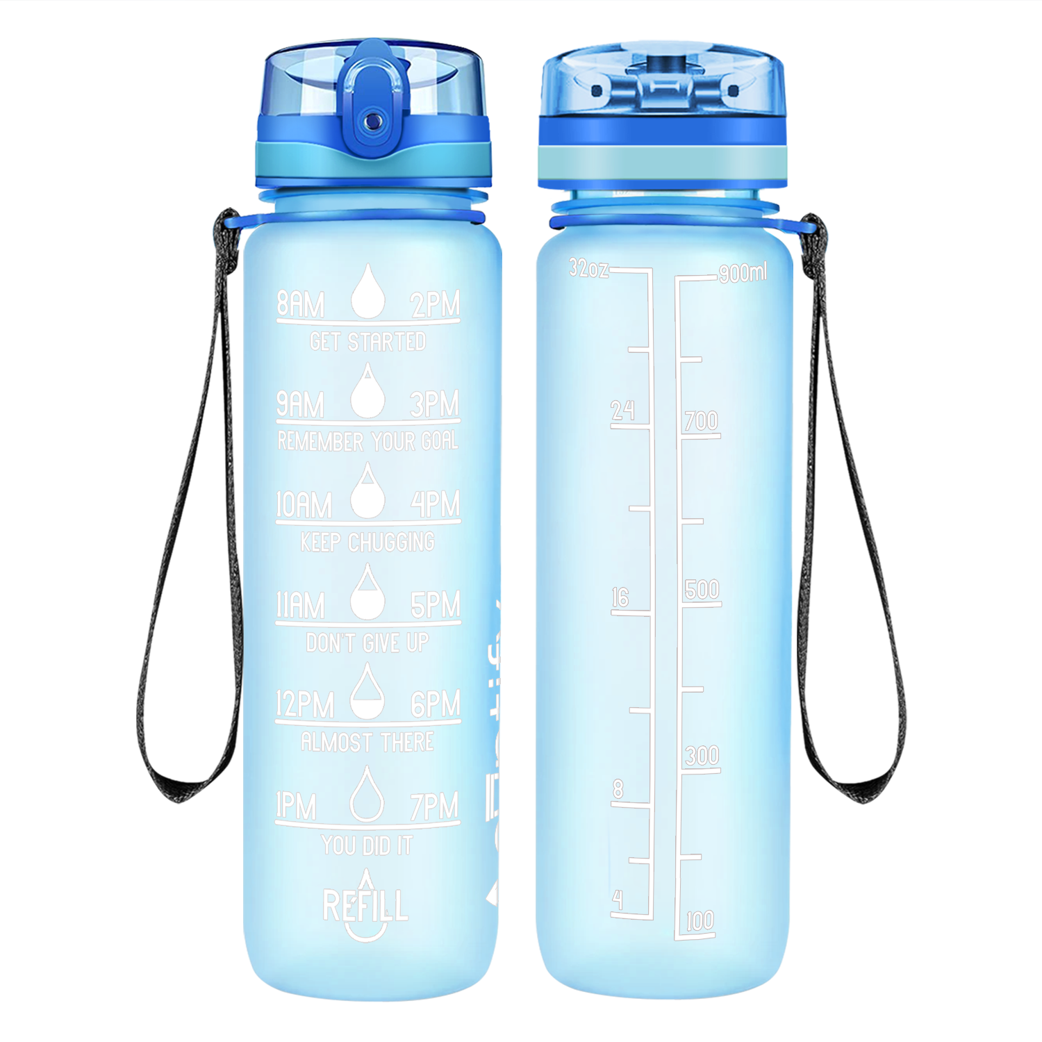 32 oz Motivational Water Bottle with Time Marker & Straw - Frosted