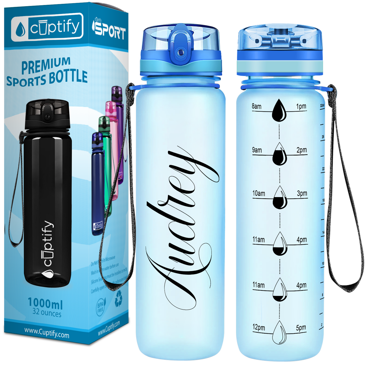 Cuptify Personalized Baby Blue Frosted 32 oz Water Bottle