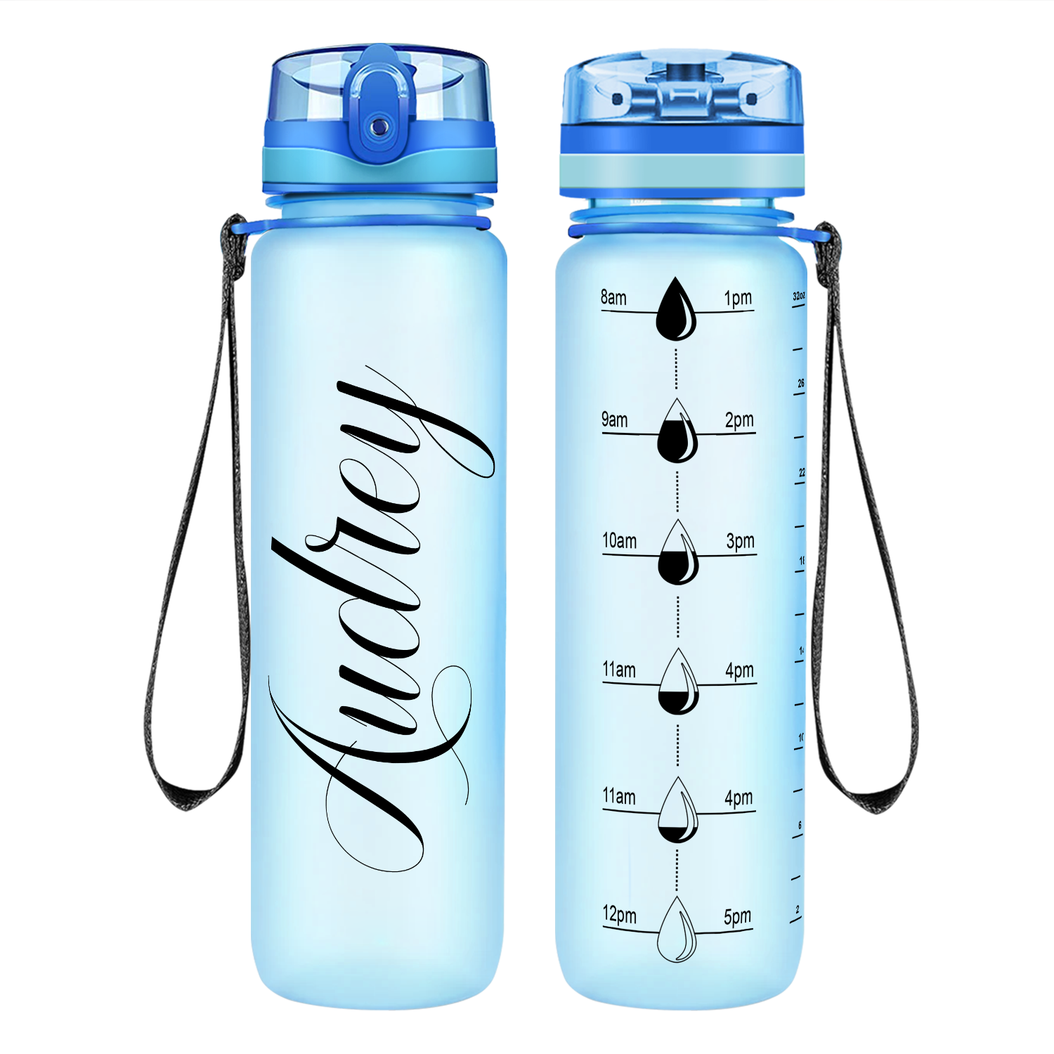 Cuptify Personalized Baby Blue Frosted Water Bottle