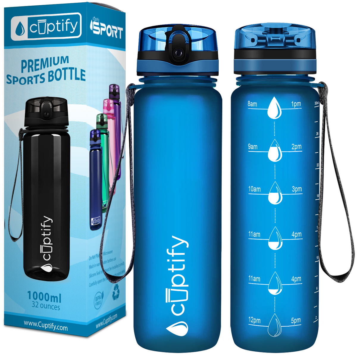 Cuptify Blue Frosted 32 oz Water Bottle