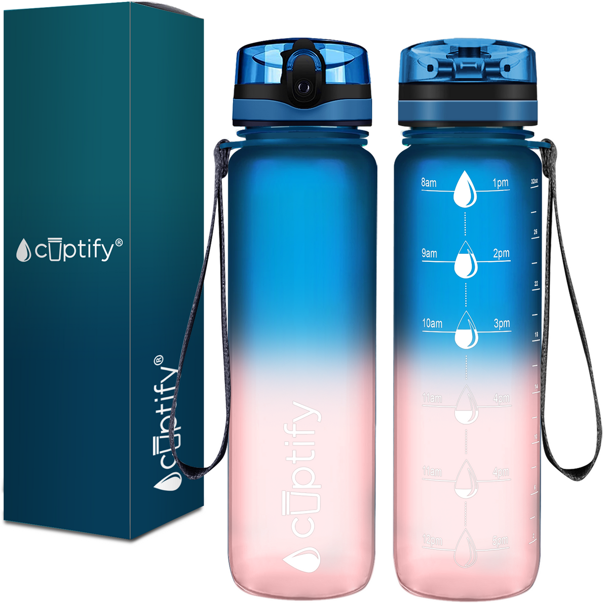 Bubble Gum Frosted 32 oz Hydration Tracker Water Bottle