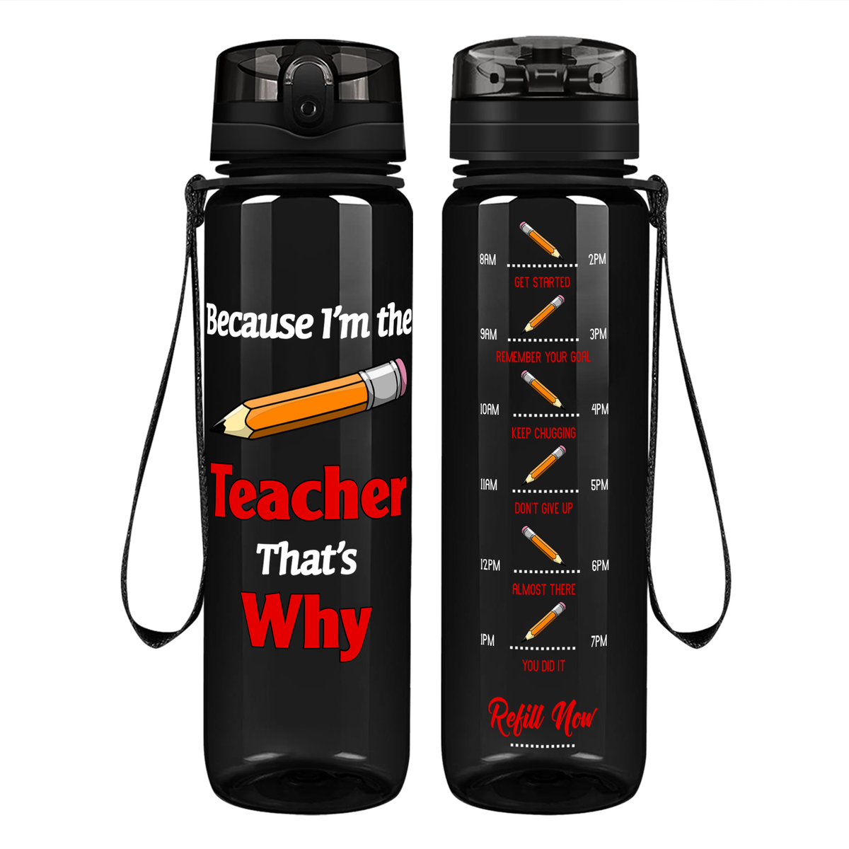 Because Im The Teacher on 32 oz Motivational Tracking Water Bottle