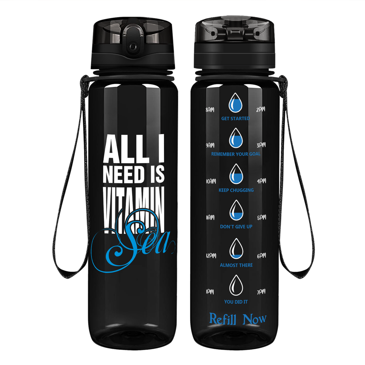Vitamin Sea on 32 oz Motivational Tracking Beach Water Bottle