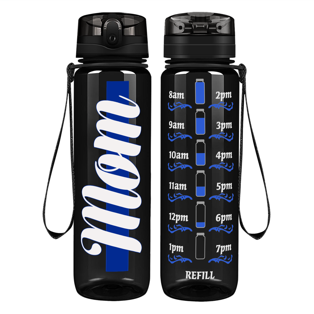Police Mom on 32 oz Motivational Tracking Water Bottle