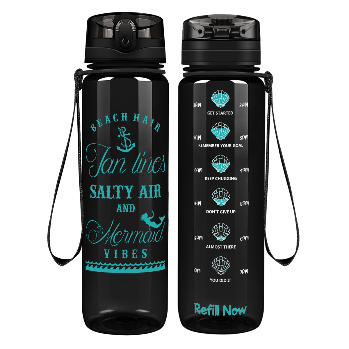 Beach Hair Tan Lines on 32 oz Motivational Tracking Water Bottle