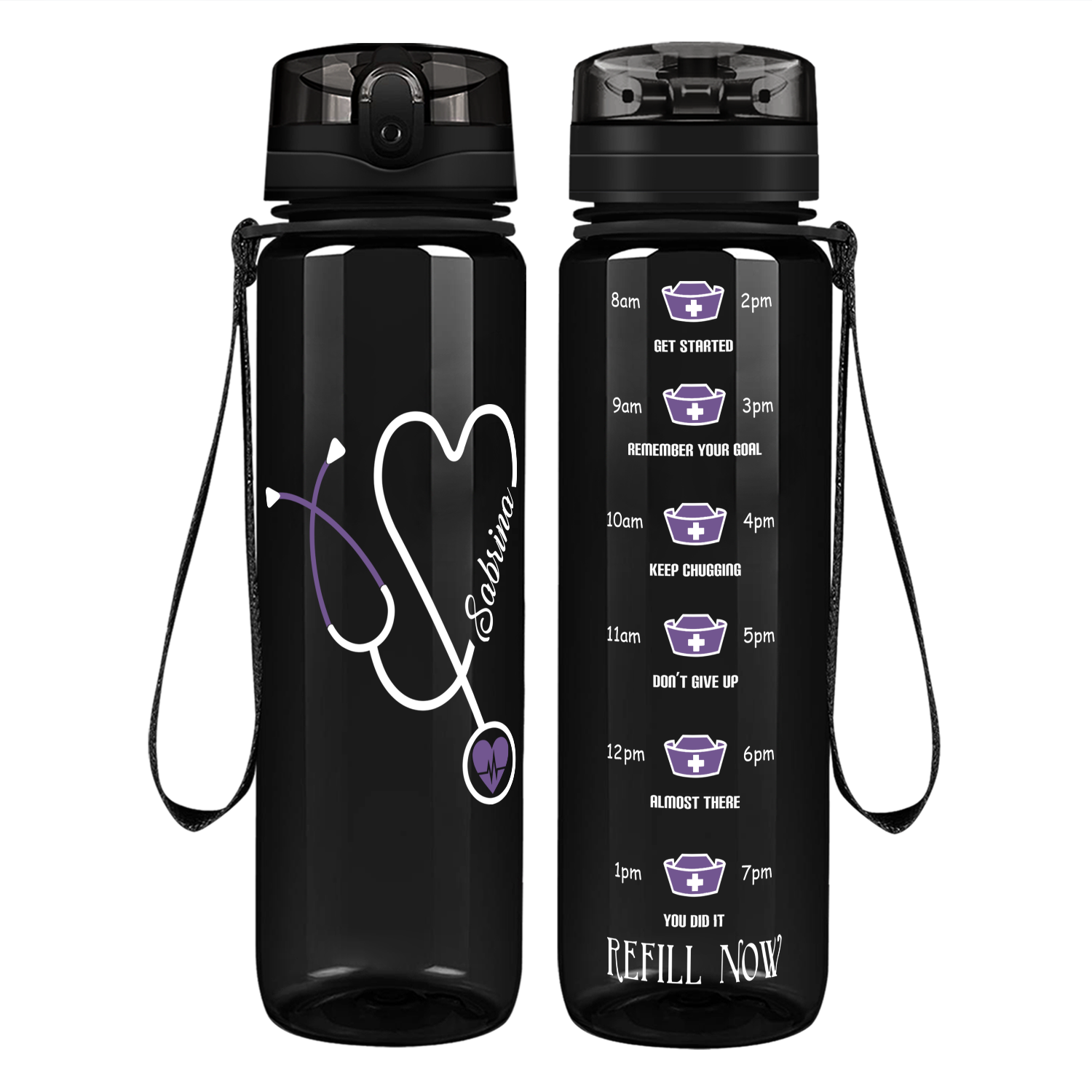 Personalized Nurse Water Bottle Stethoscope Purple 32oz Motivational T -  Cuptify