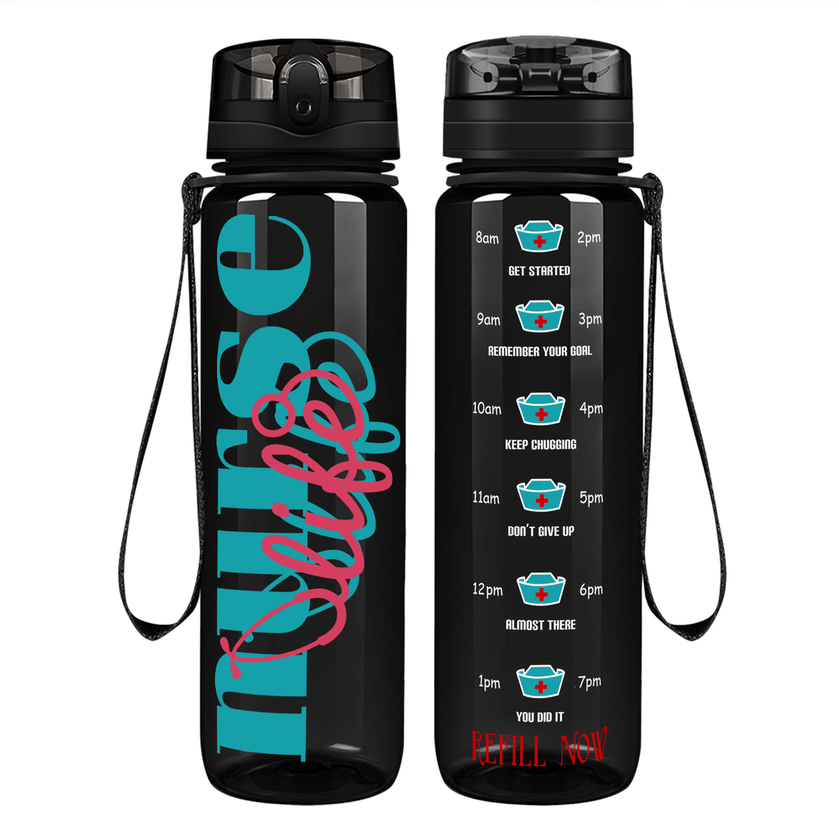 Nurse Life on 32oz Motivational Tracking Water Bottle