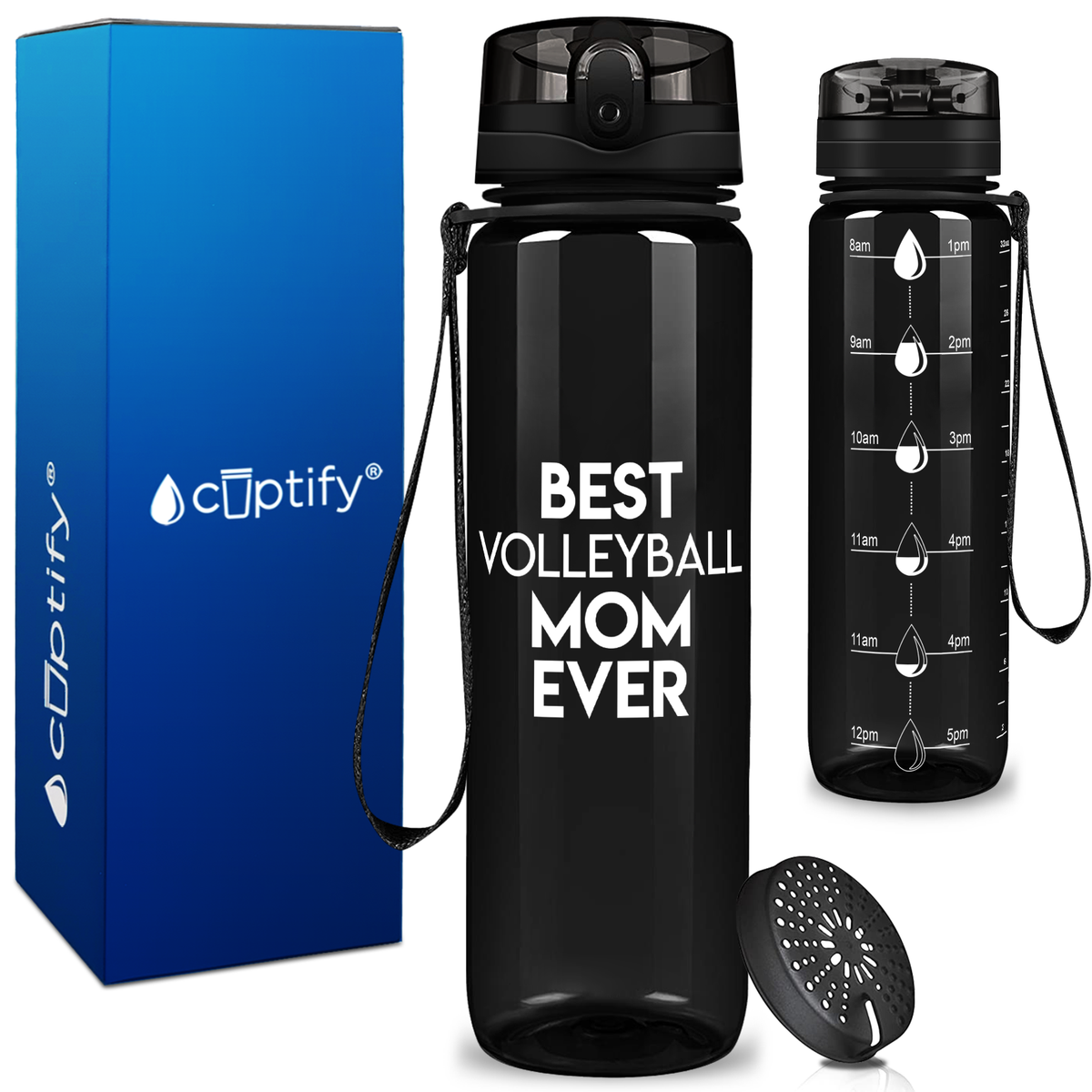 Best Volleyball Mom Ever on 32 oz Motivational Tracking Water Bottle