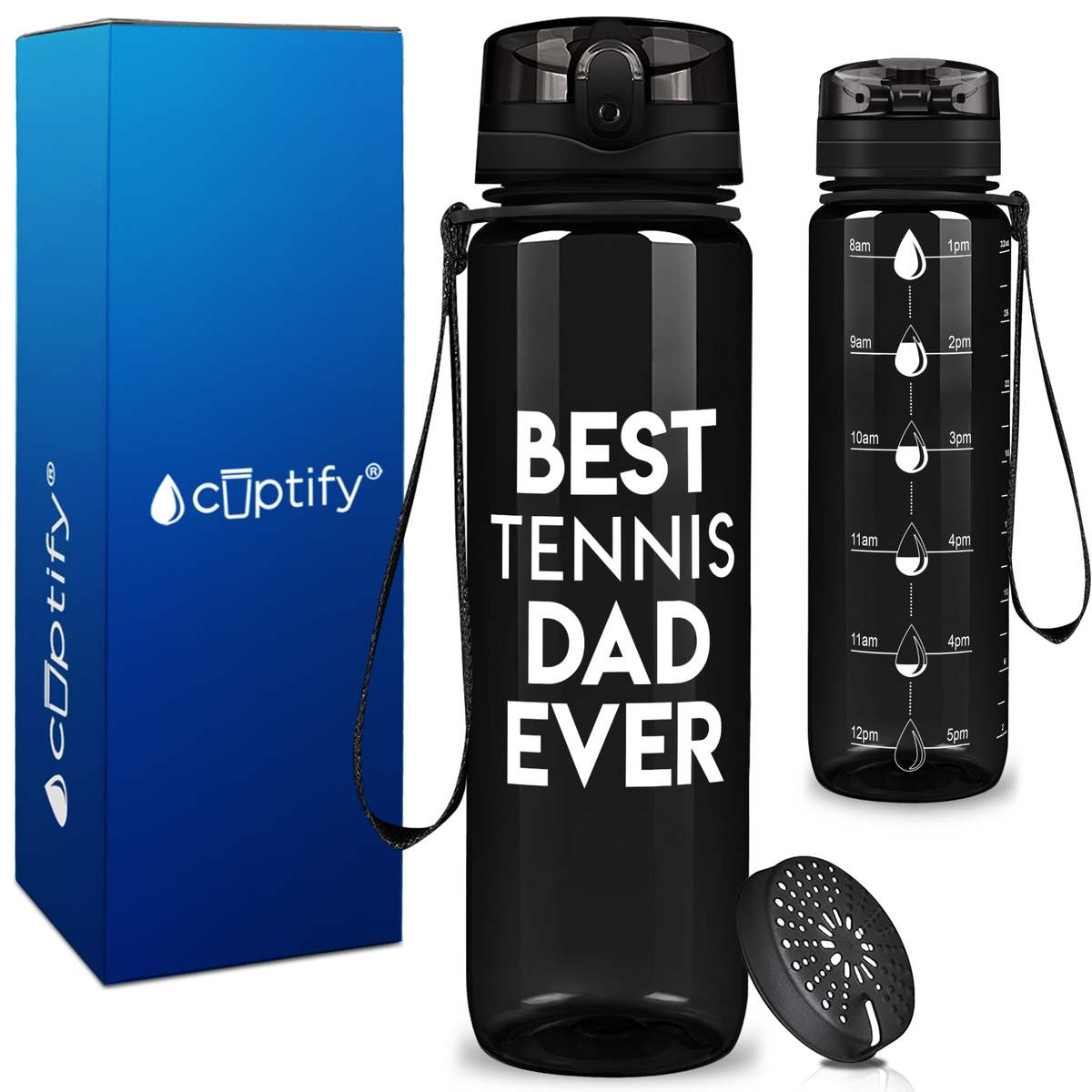 Best Tennis Dad Ever on 32 oz Motivational Tracking Water Bottle