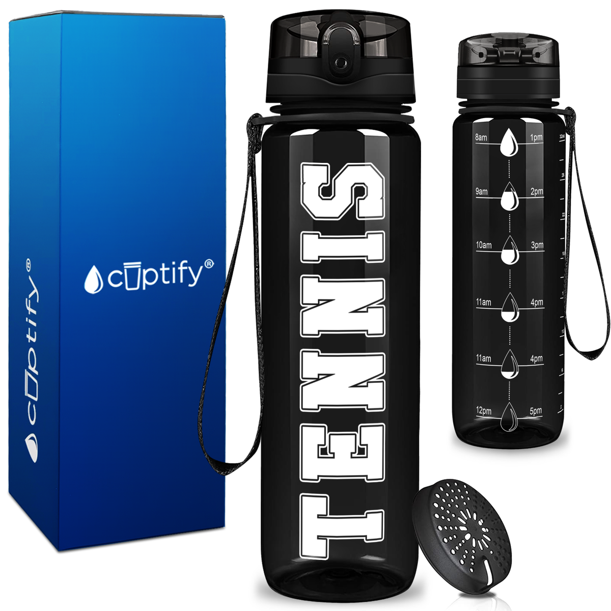 Tennis on 32 oz Motivational Tracking Water Bottle