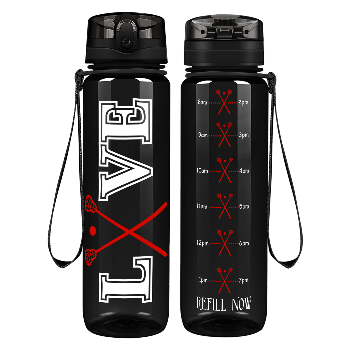 Lacrosse Love on 32 oz Motivational Tracking Water Bottle